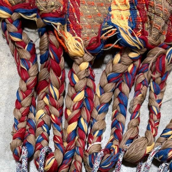 Handwoven Multicolor Cotton Fabric Hammock Reinforced Rope Ends Metal Loop boho - Picture 2 of 5